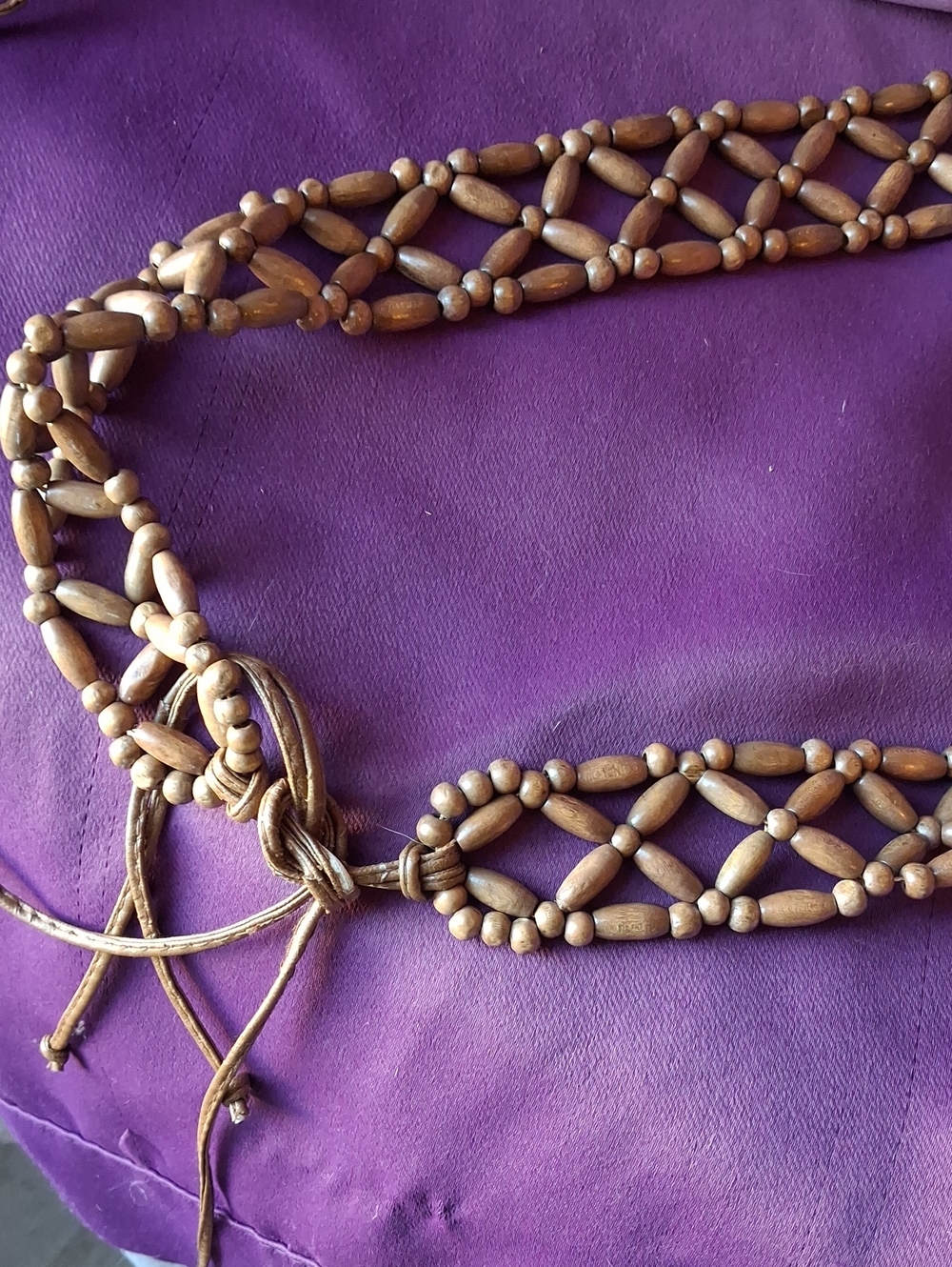 Handcrafted Brown Wooden Beaded Self-tie Belt Boho Hippie Festival